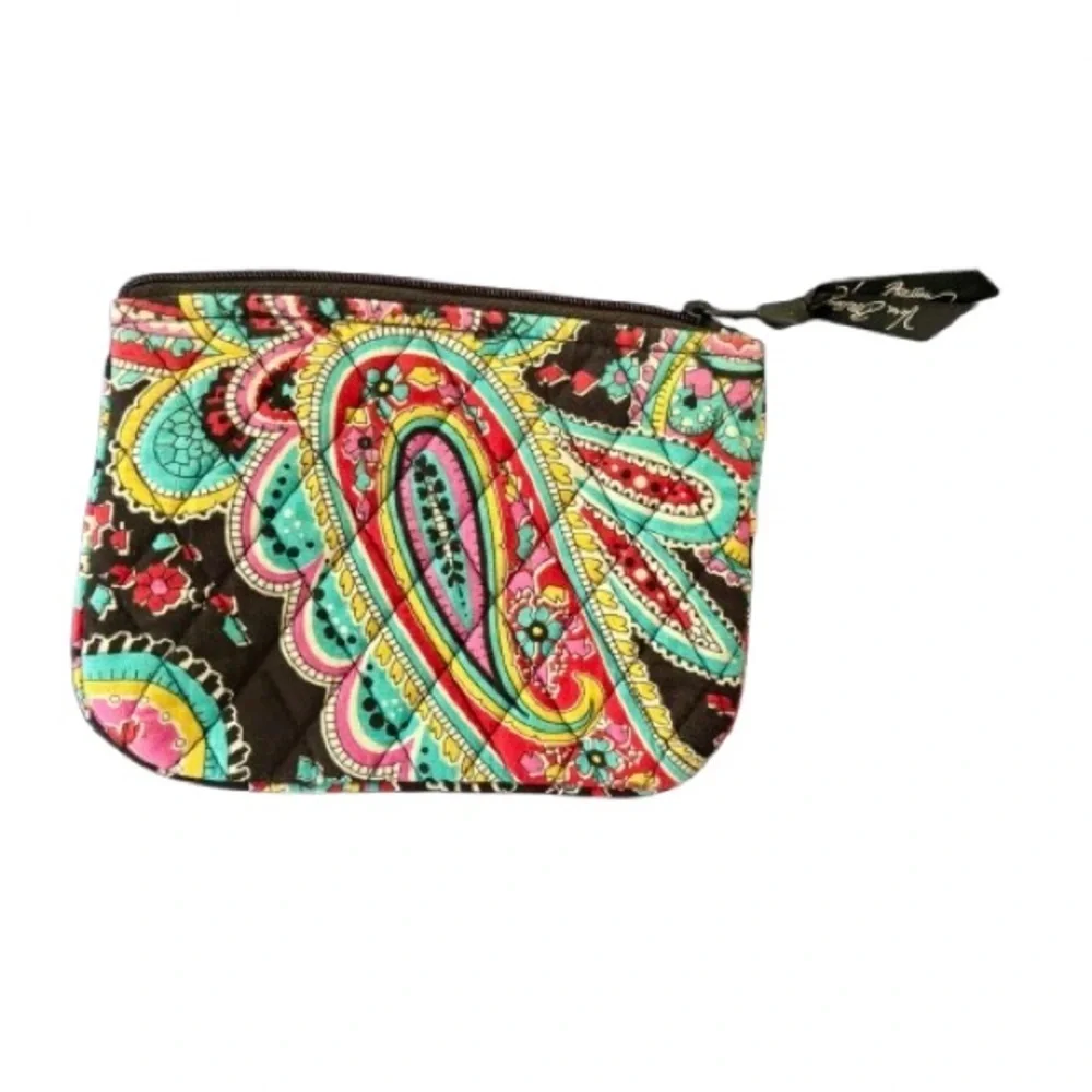 Vera Bradley Paisley Cosmetic Pouch 5x7 Black, Hot Pink, Turquoise